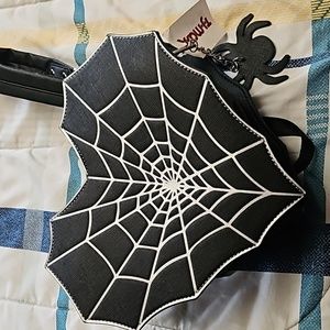 Halloween Spiderweb Heart Purse Backpack